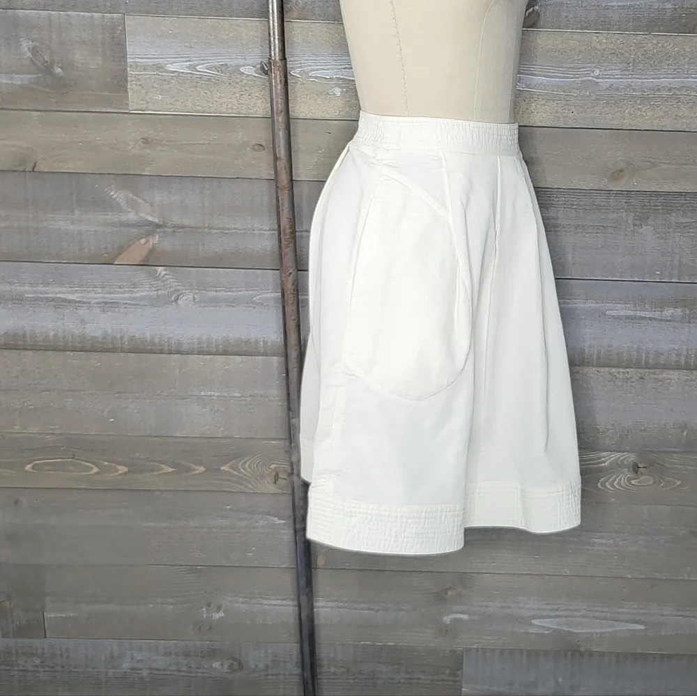 DIANE von FURSTENBERG Textured Off-White Knee Length A-Line Mini Skirt